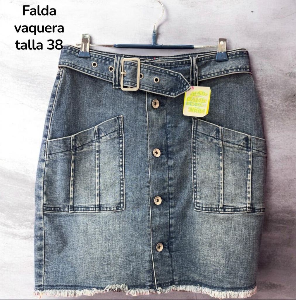 Falda vaquera estilo vintage, talla 38