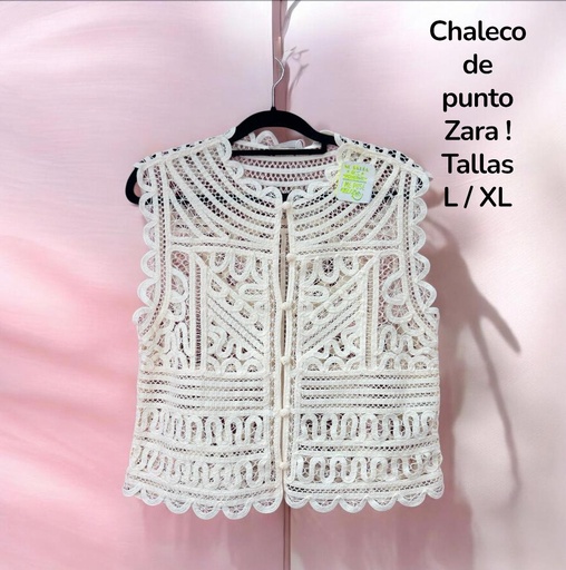 CHALECO DE HILO MARCA ZARA TALLA (L XL) ESTRENAR 